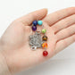 Jovivi Women 8mm real Stone Chakras Beading Pendant Necklace Chain with 7 Chakras Pendulum 