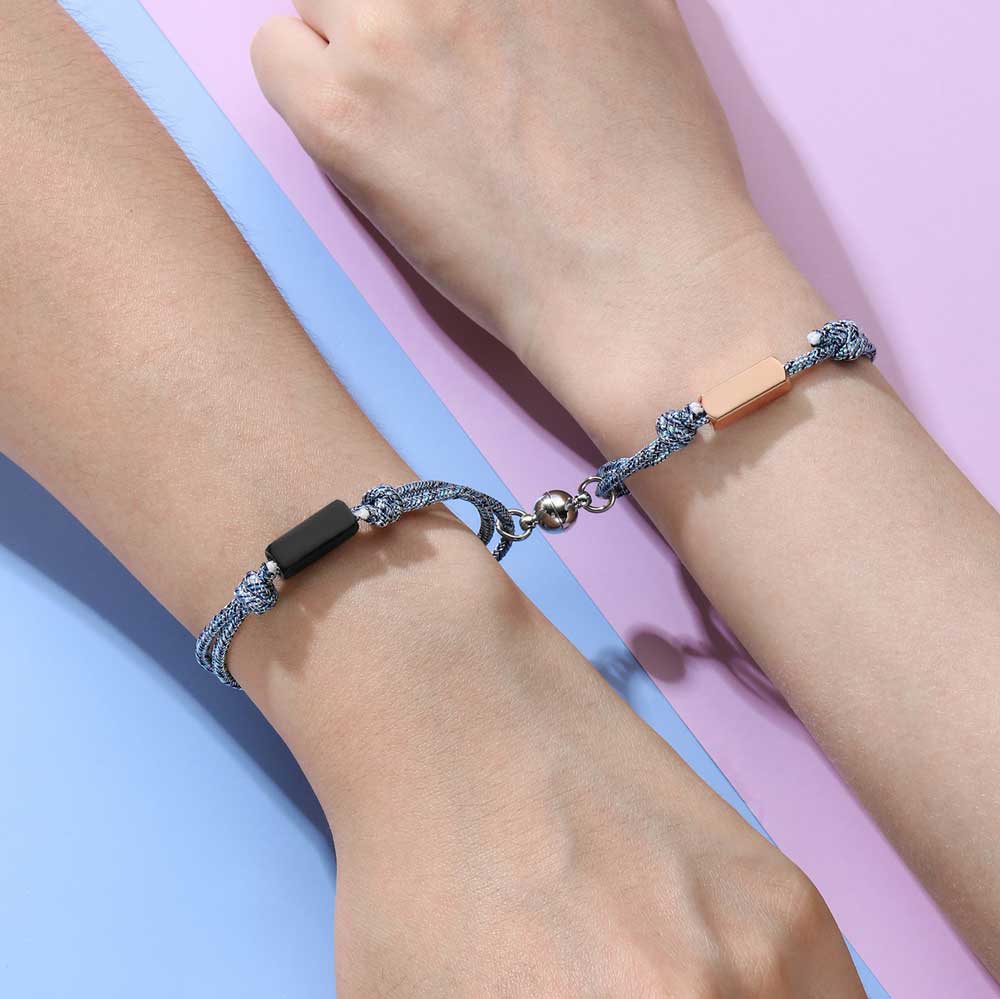 Custom Engraved Magnetic Couple Bracelets