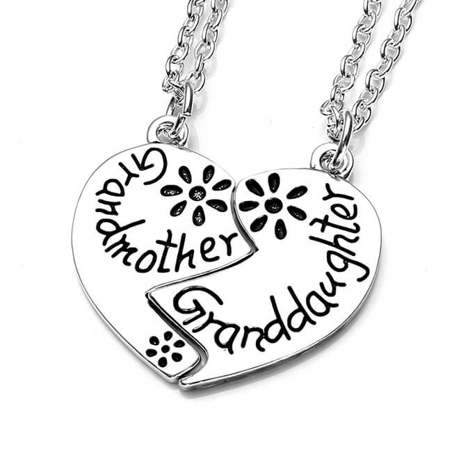 Jovivi heart puzzle grandmother granddaughter necklaces, jkn045601