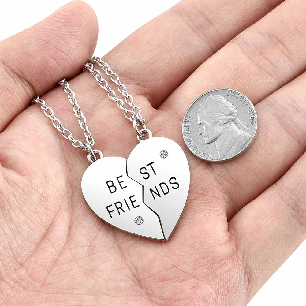 2pcs Friendship Necklace Good Friend Matching Necklace Best Friend Silver  And
