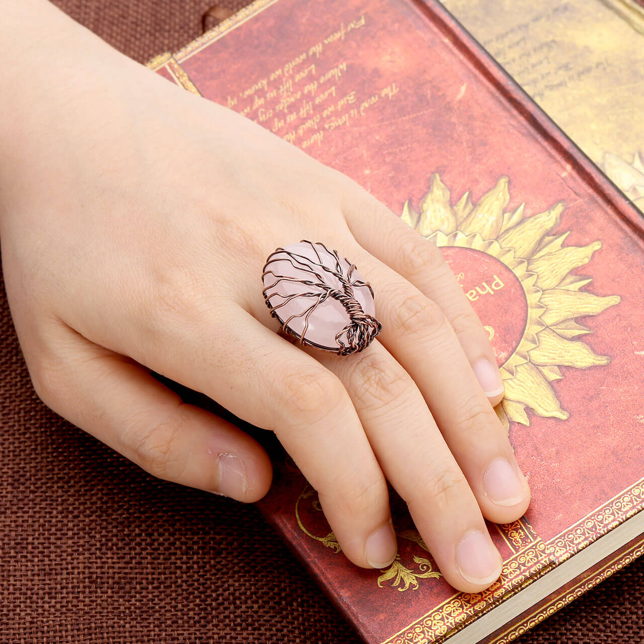 jkr012402 Jovivi Vintage Tree of Life Copper chakras jewelry Finger Ring