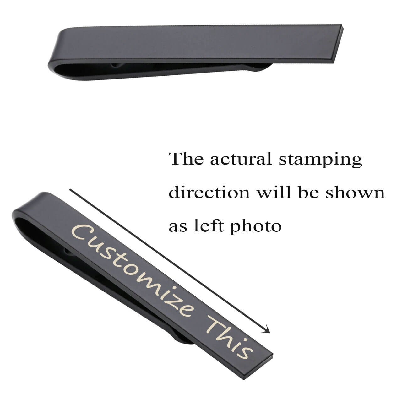 Personalized Custom Stainless Steel Mens Thin Mirror Tie Bar Clip | Jovivi - Jovivi