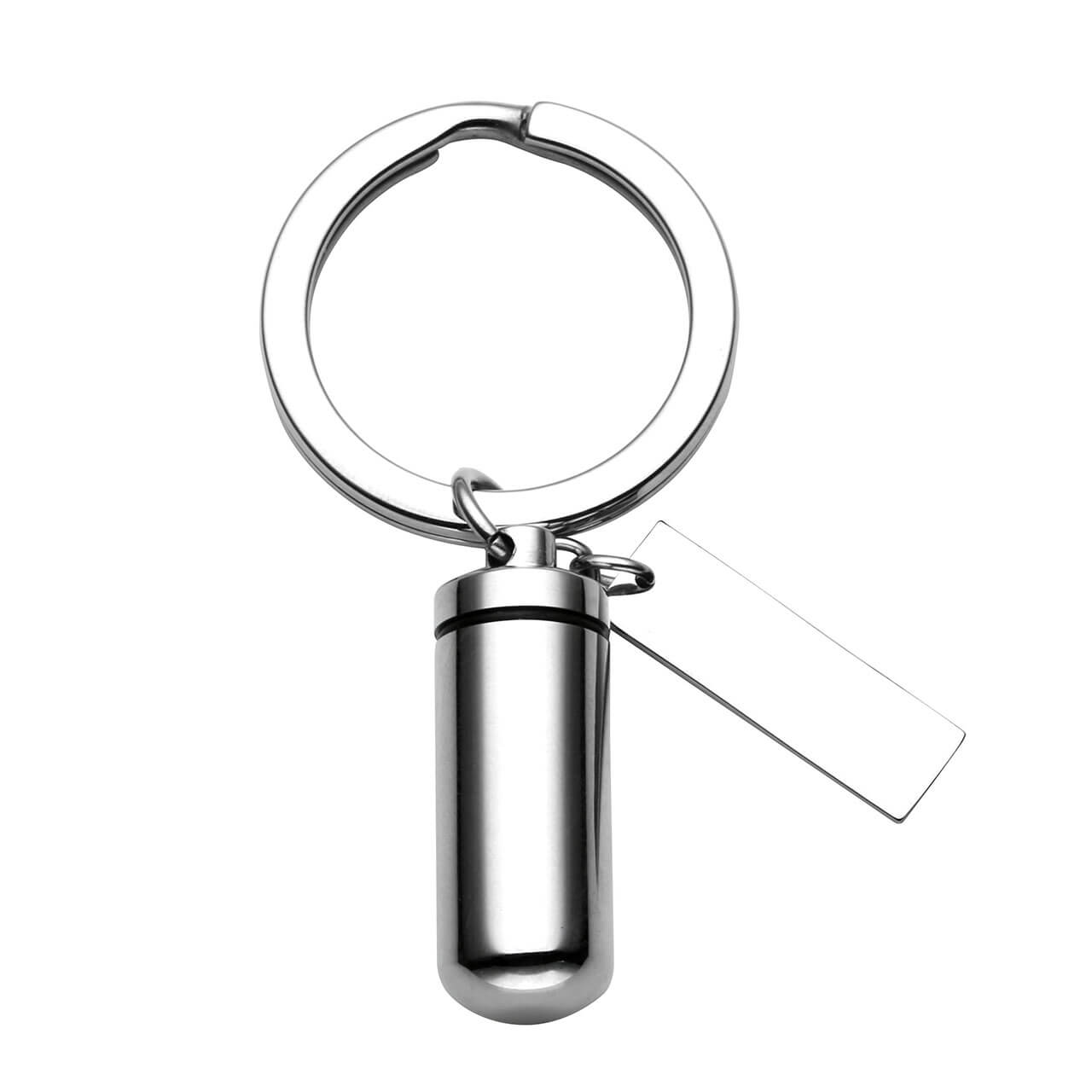 jovivi personalized initial cylinder urn keychain with rectangle tag, jnf000701