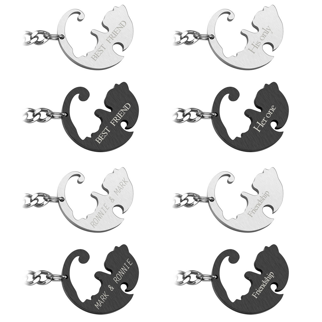 jovivi personalized yin yang cat puzzle keychain name engraved keychain 