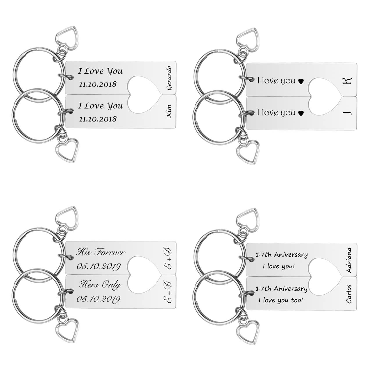 jnf009001 jovivi personalized custom rectangle keychain set for him and her