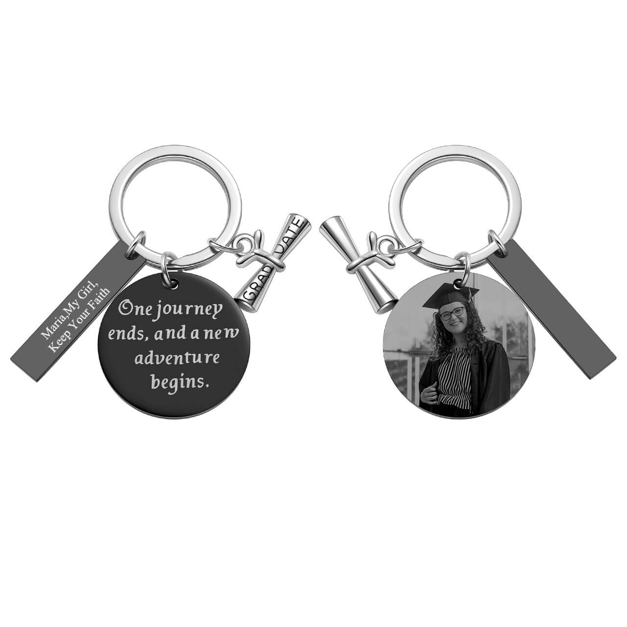 jovivi personalized photo tag keychain set for graduate students gift, jnf010806