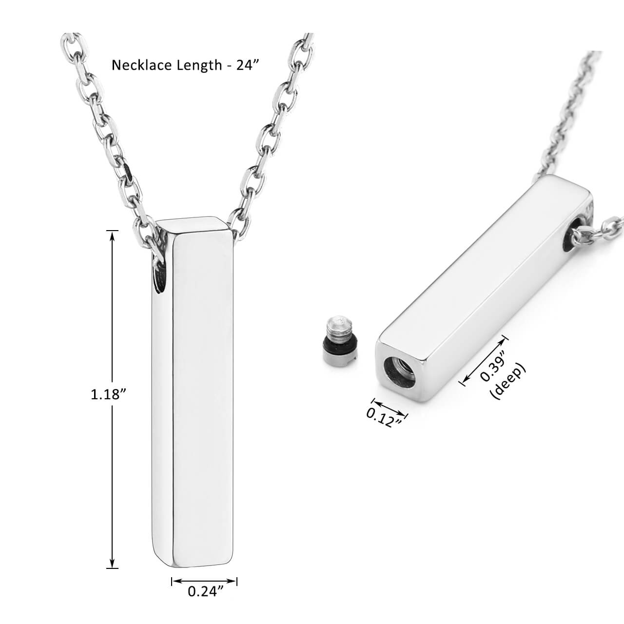 jovivi customized name bar pendant memorial vertical bar necklace for holding ashes