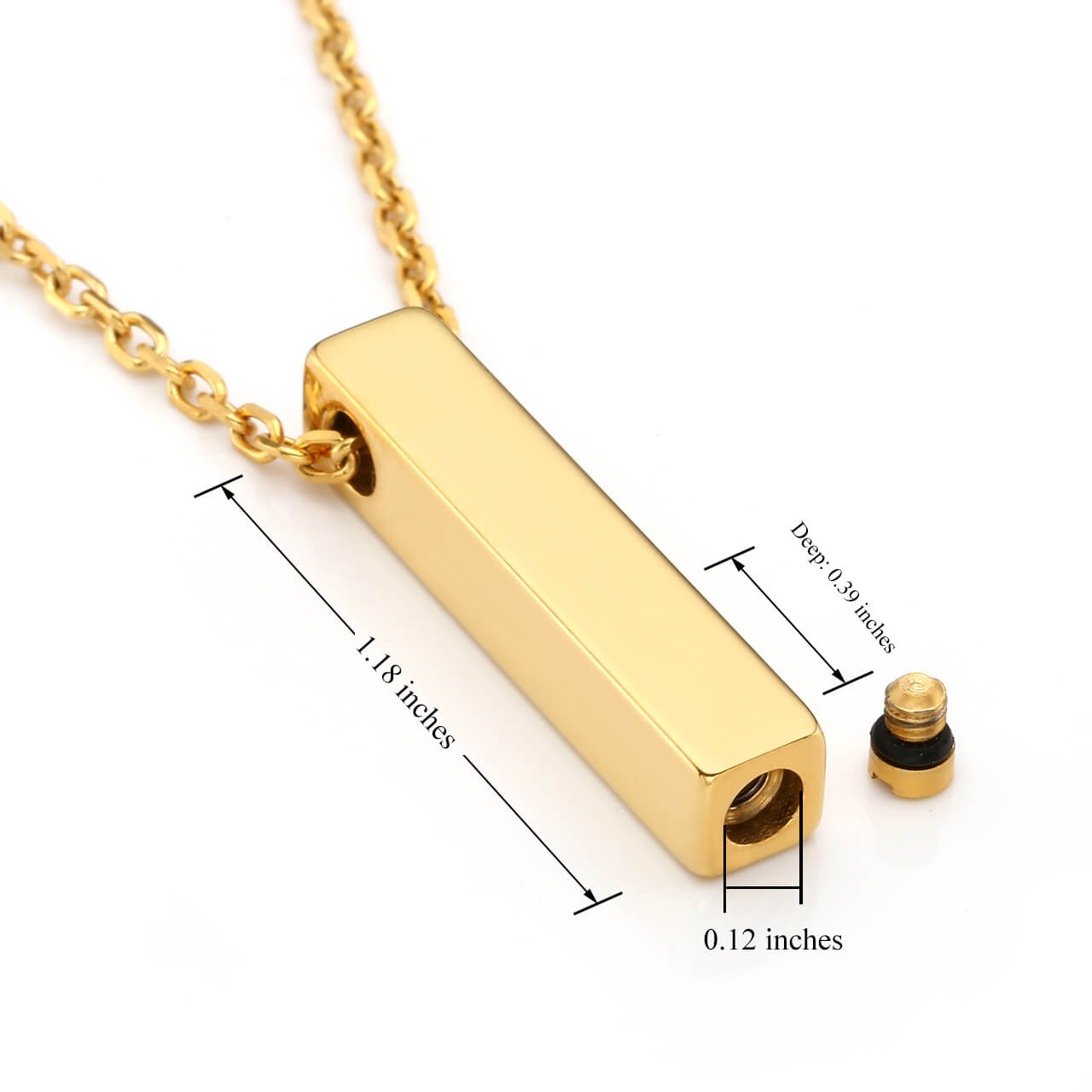 Personalized Cube Bar Urn Necklace for Ashes | Jovivi - Jovivi