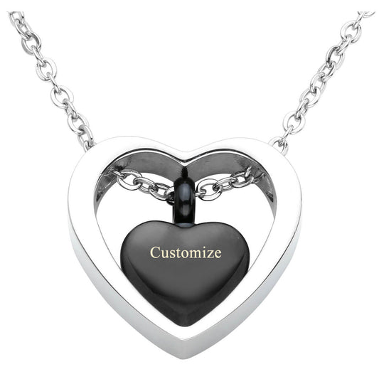 Jovivi personalized customization heart urn necklace memorial keepsake jewelry for mother, front side, jng050101