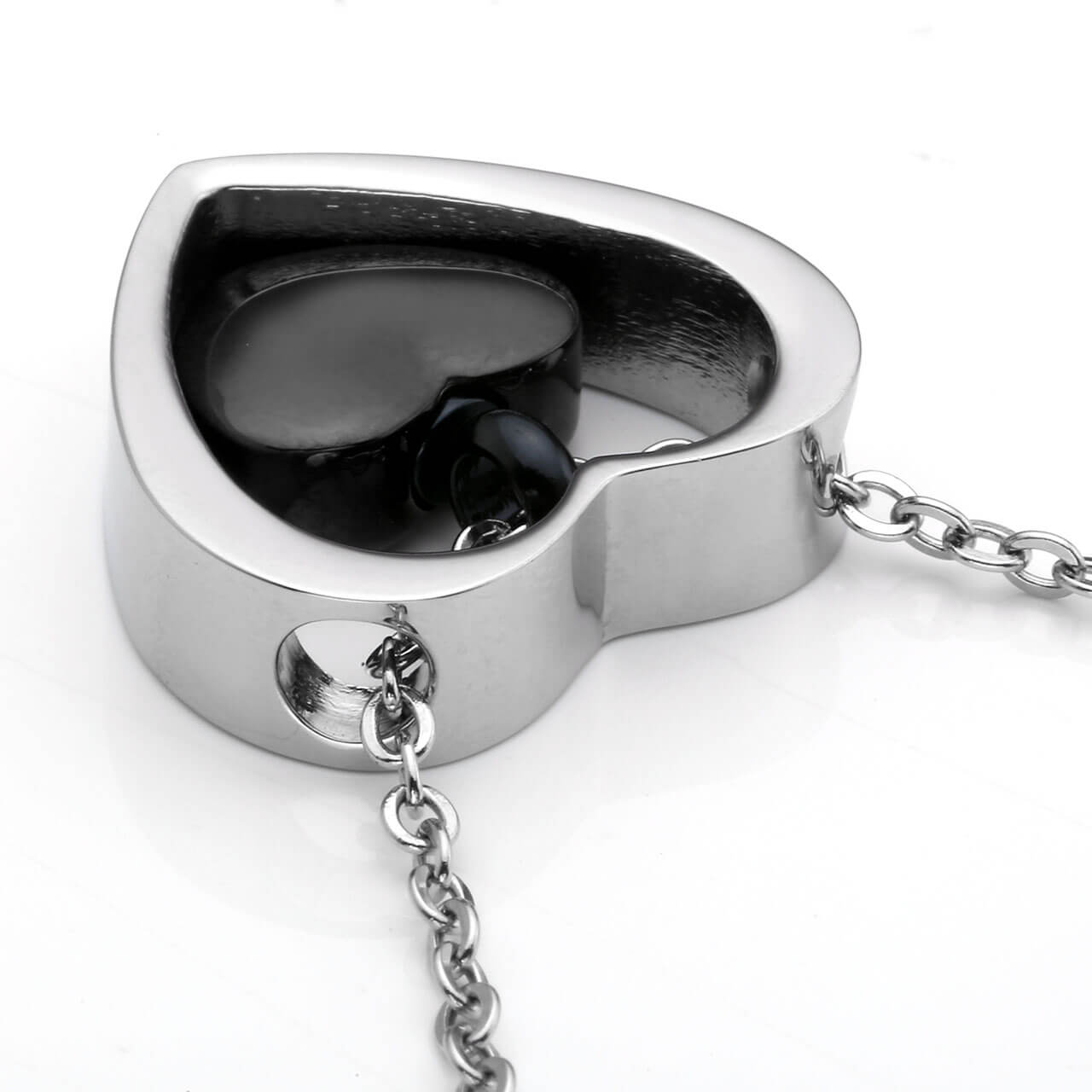 jovivi engrave dog urn necklace, black & silver heart shape locket pendant, jng050101