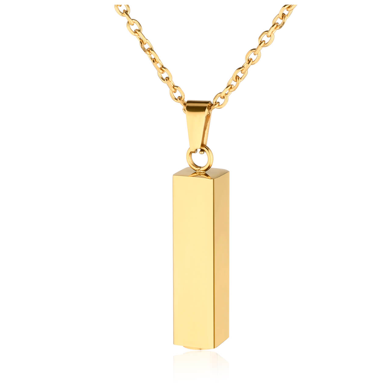 jovivi tube bar urn necklace for ashes keepsake, gold front side