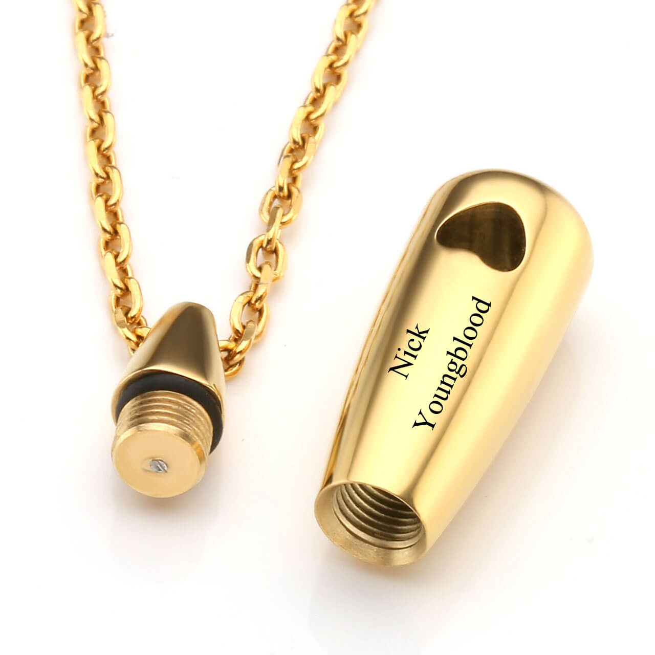 jovivi personalized customize Teardrop Urn Ashes Keepsake Memorial Necklace Gold with fill kit