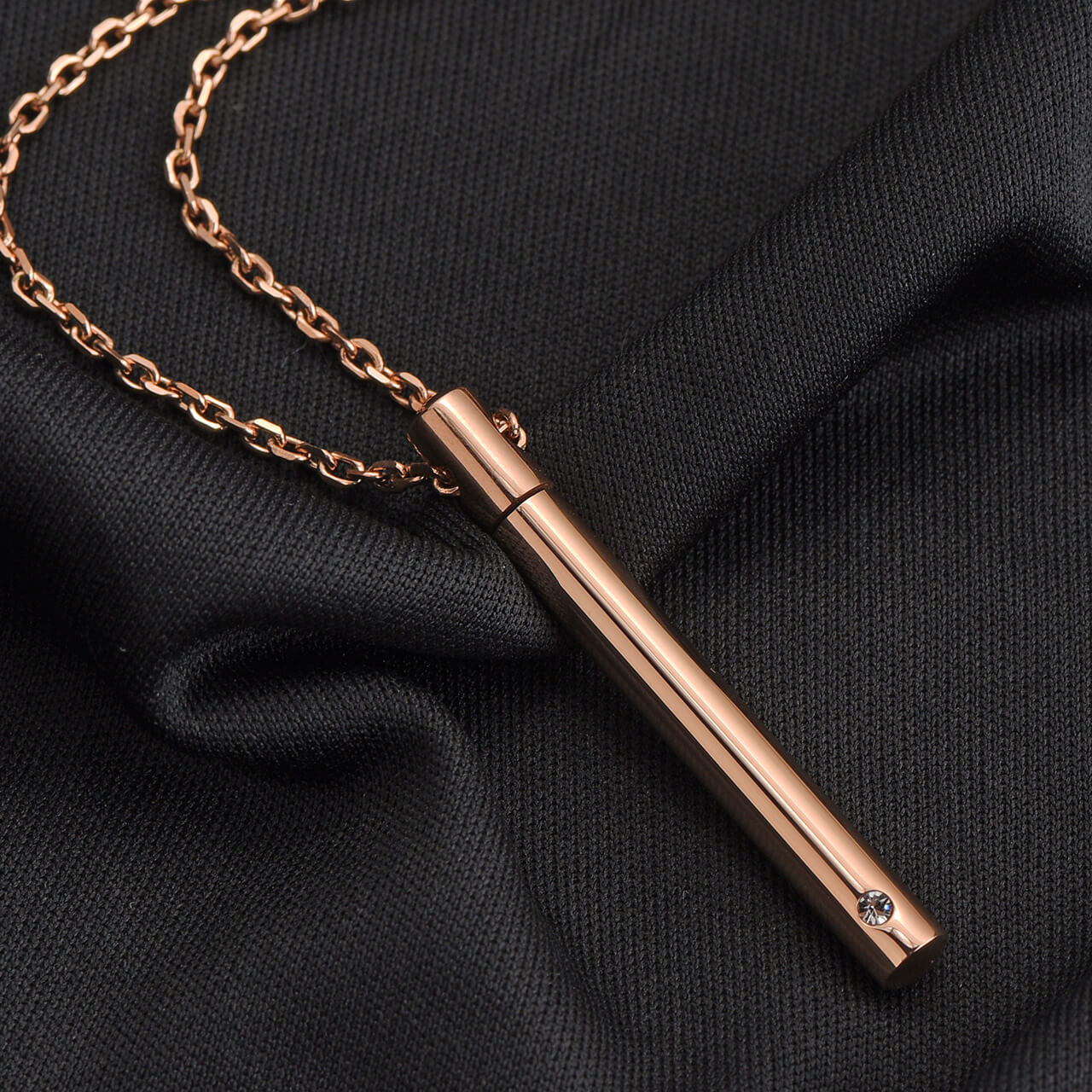 Jovivi Personalized Custom Message Stainless Steel Minimalist Bar Urn Pendant Memorial Necklace - Ashes Keepsake Exquisite Cremation Jewelry 