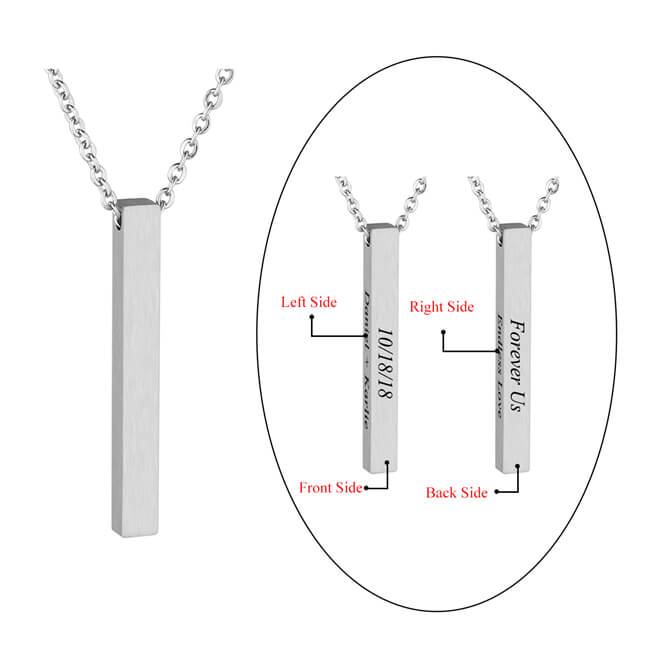 Personalized Vertical Cuboid Matte Bar Message Necklace | Jovivi - Jovivi