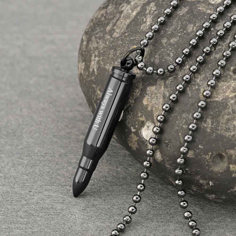 Engraved Matching Bullets Necklaces Gift Set for Ashes - Cremation Jewelry  - Gullei