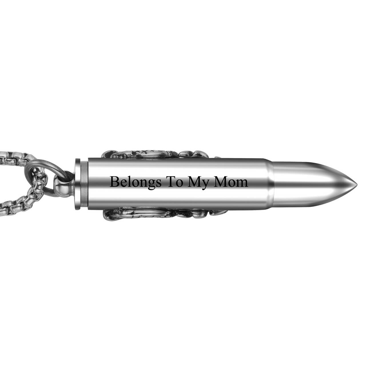 jovivi personalized bullet urn necklace, backside of the pendant, jng067901