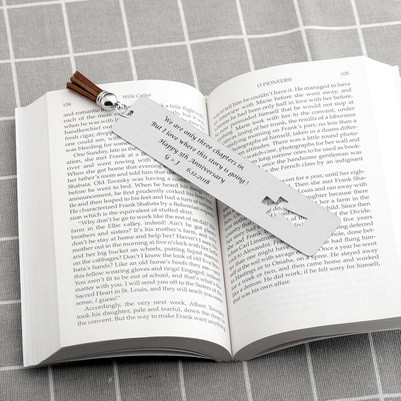 JOVIVI Personalized Metal Bookmarks, Custom Message Stainless Steel Rectangle Tag with Cross Tassel for Book Lover Kids Office School Reading