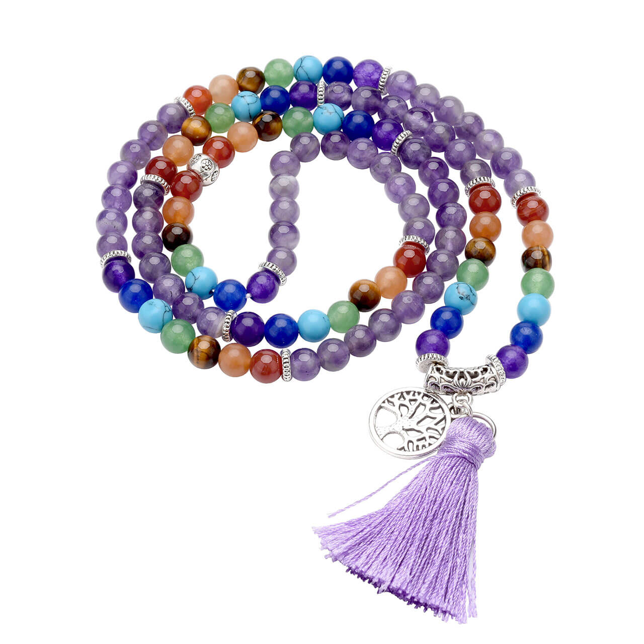 7 chakras amethyst mala prayer bracelet