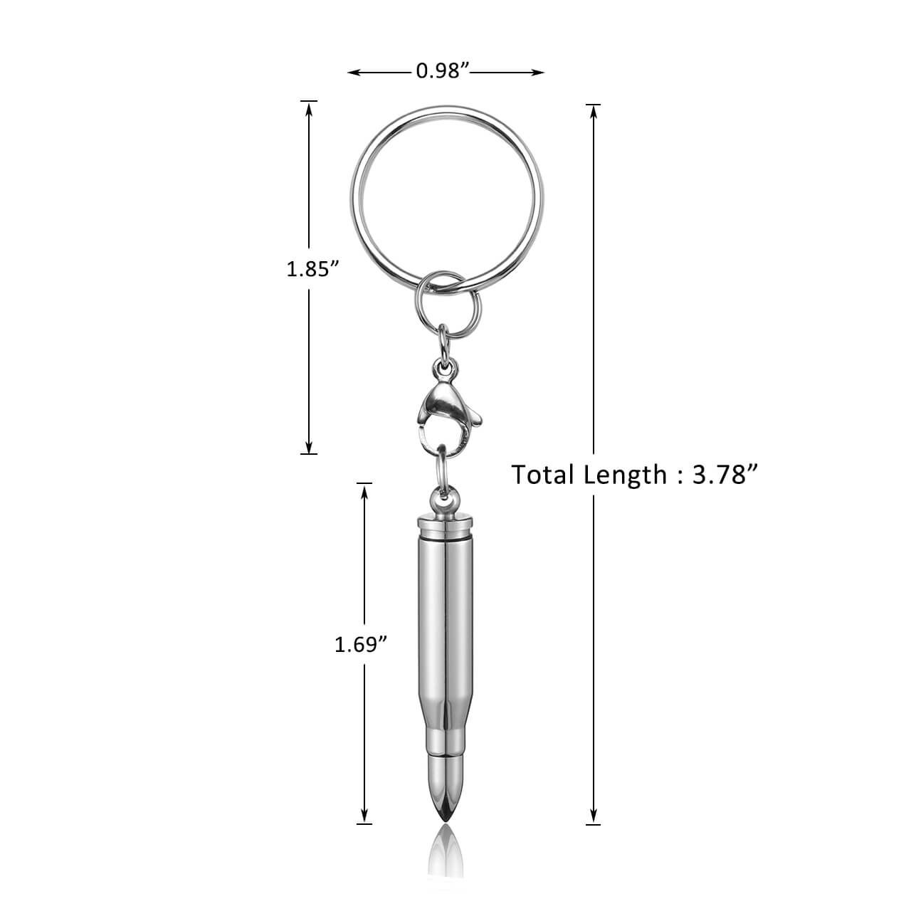 jovivi size of silver bullet urn pendant keychain, jnz04980 