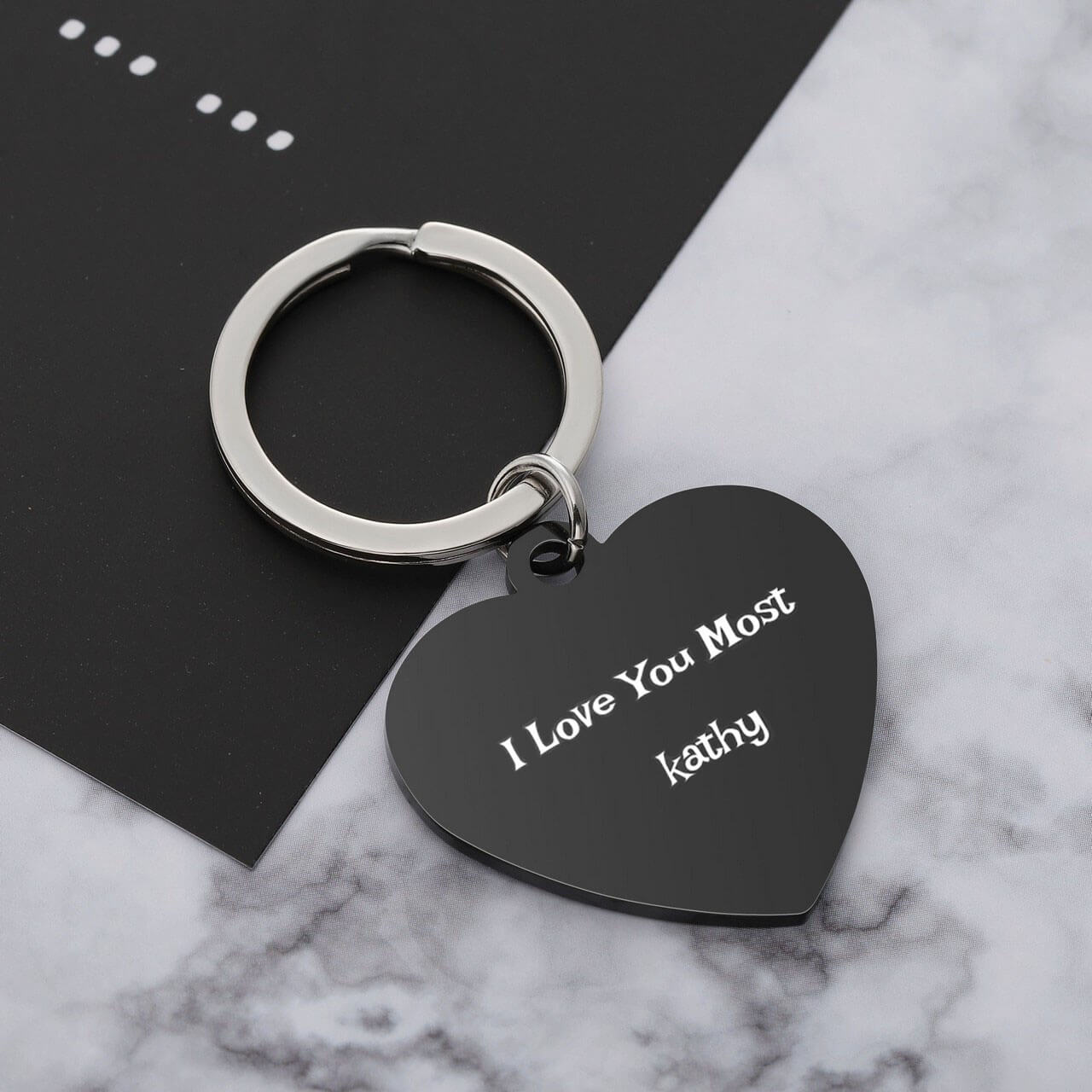 Jovivi personalized heart tag keychain text engraved keychain