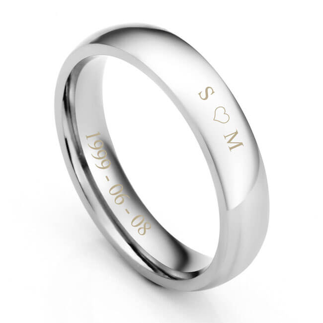 Personalized Polished Initial Ring for Couples 4mm | Jovivi - Jovivi