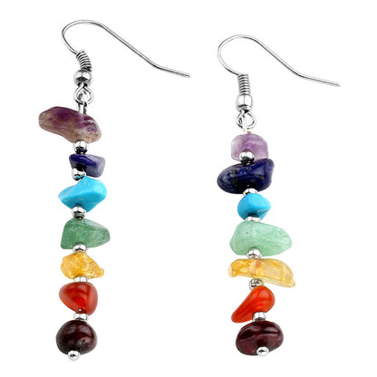 7 Chakras Crystal Gemstone Hook Earrings | Jovivi - Jovivi