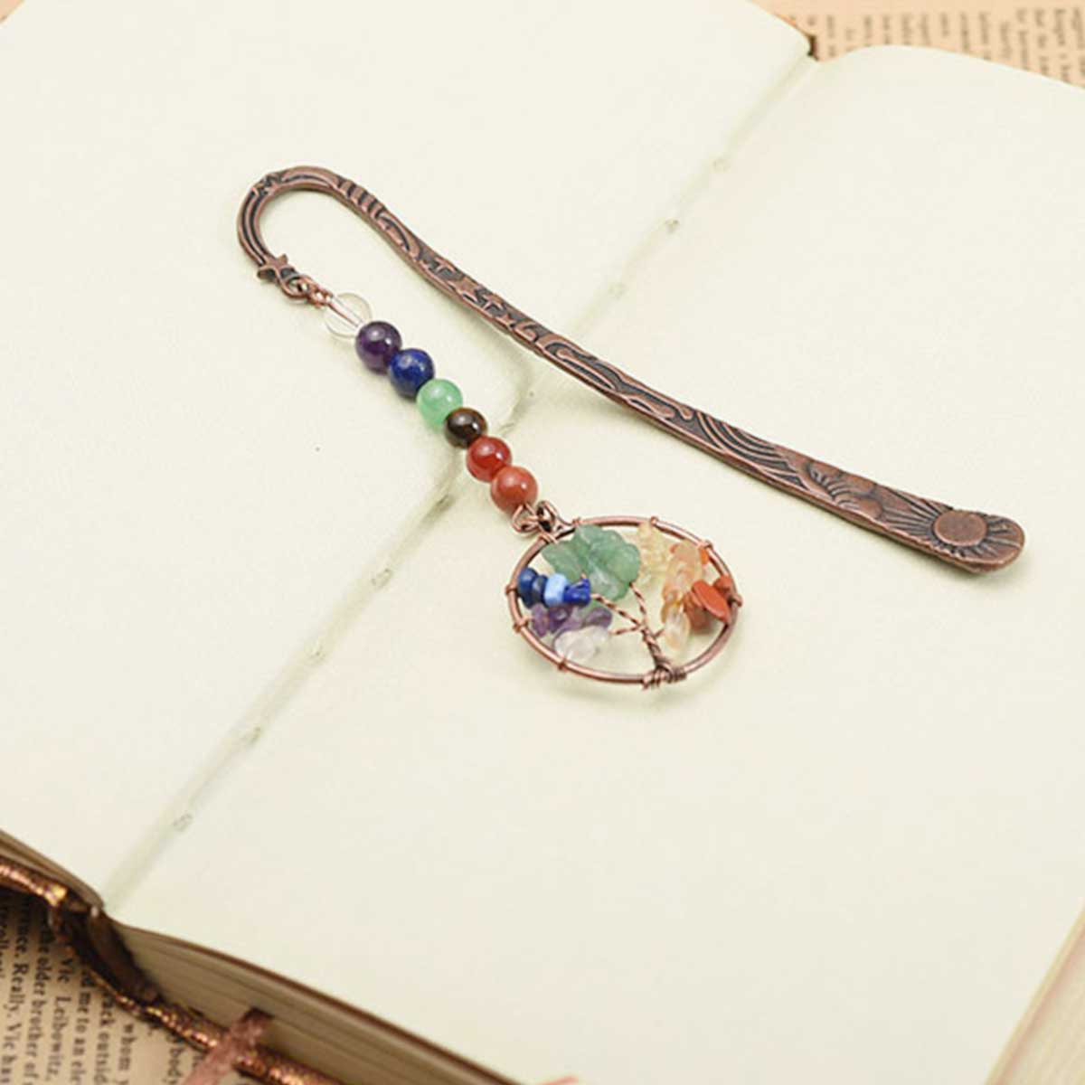 Tree of Life Crystal Antique Metal Bookmark
