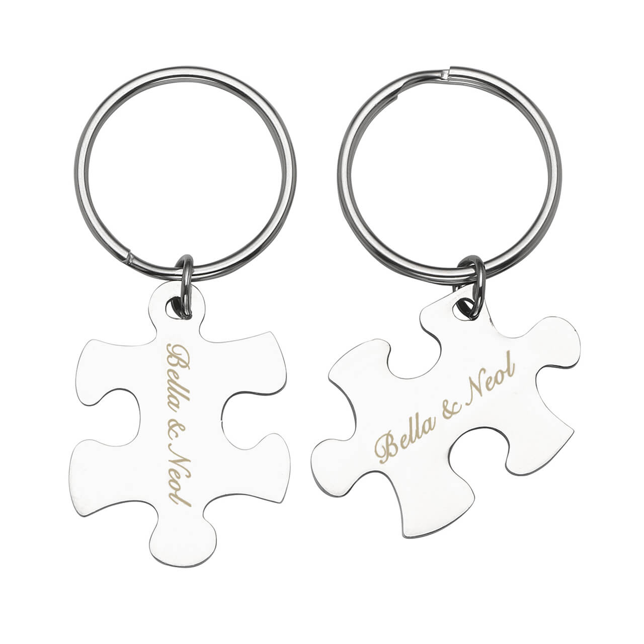 personalized matching puzzle name tag keychain dog tag keychain set for couple, jnf001701