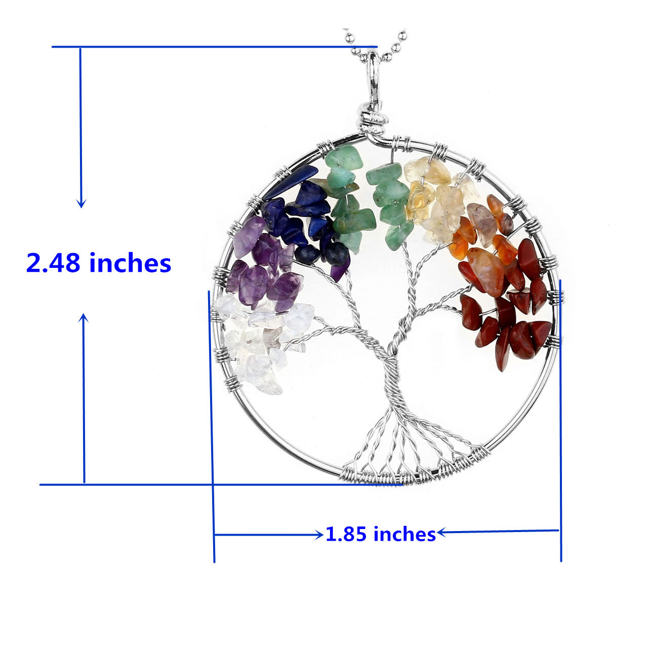 Crystal Quartz Tree of Life Pendant Necklace | Jovivi - Jovivi