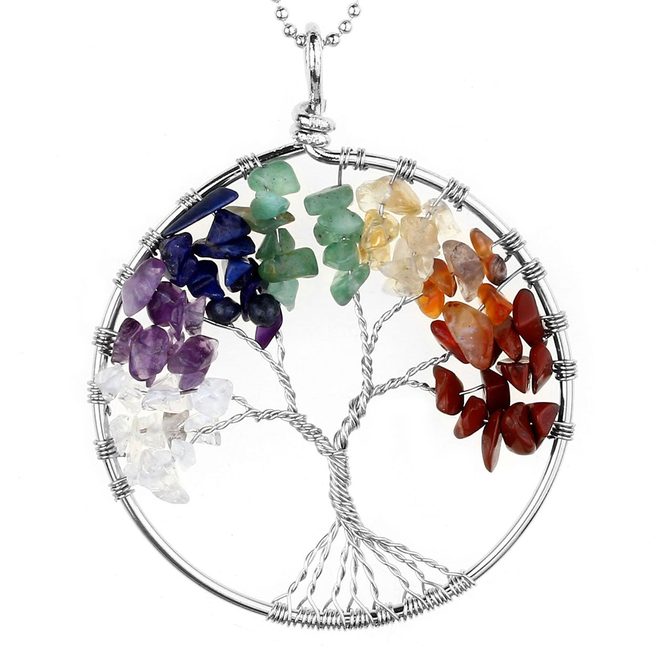 Crystal Quartz Tree of Life Pendant Necklace | Jovivi - Jovivi