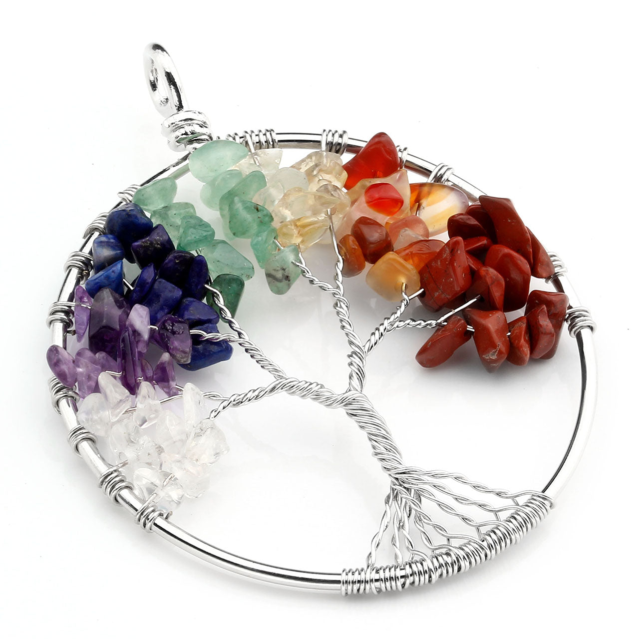 Crystal Quartz Tree of Life Pendant Necklace | Jovivi - Jovivi