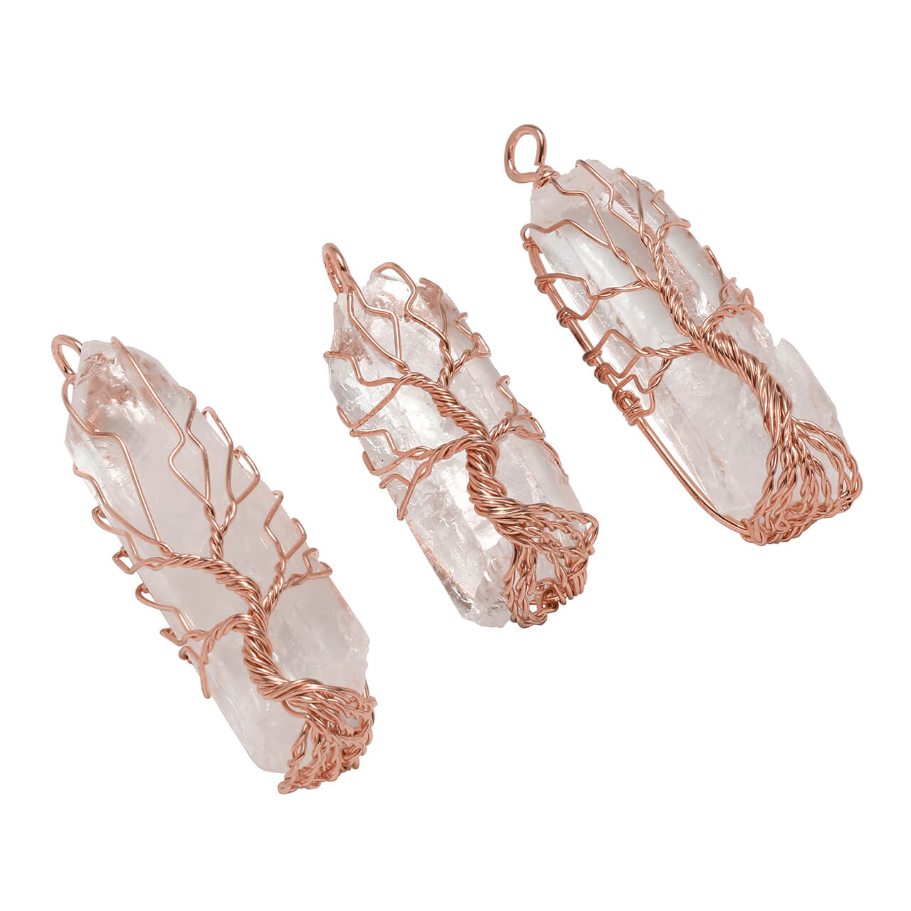 jovivi tree of life clear quartz healing necklace for women