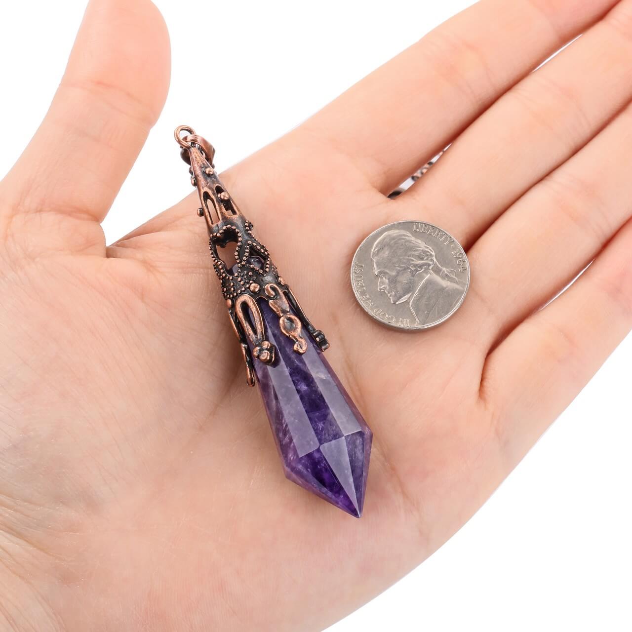 12 Facted Natural Healing Dowsing Divination Pendulum Necklace | Jovivi