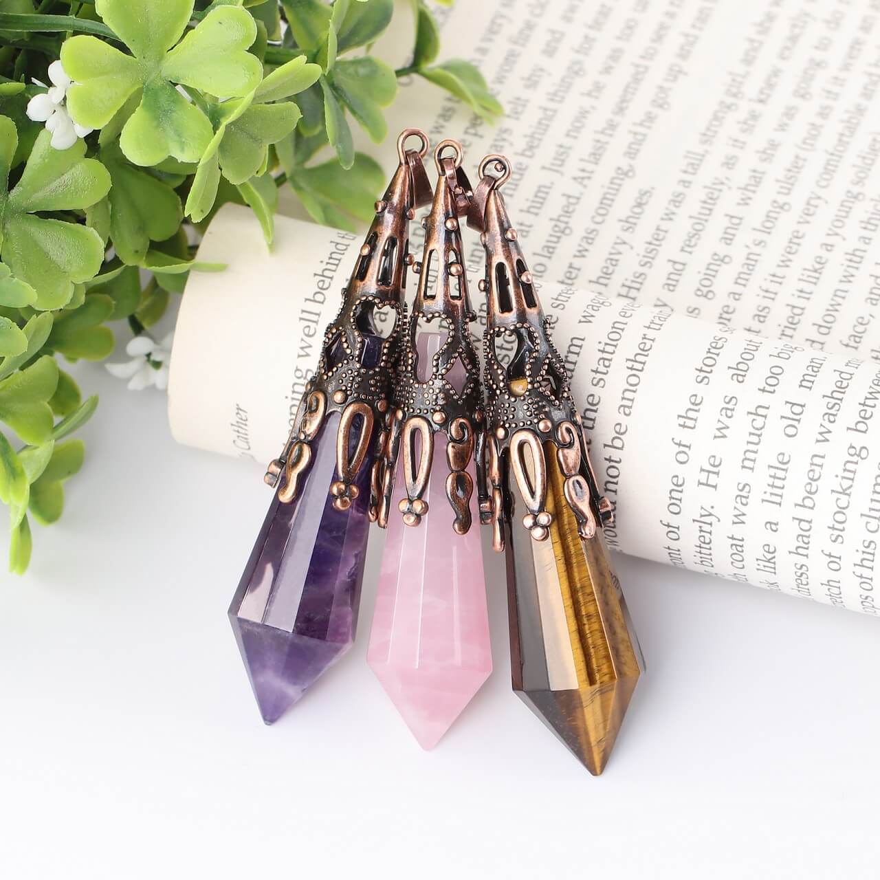 12 Facted Natural Healing Dowsing Divination Pendulum Necklace | Jovivi